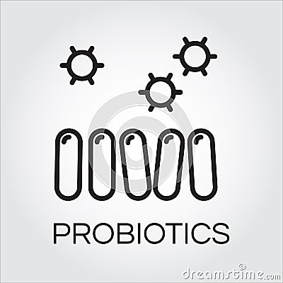 Line icon of abstract probiotics symbol drawn in outline style Vector Illustration