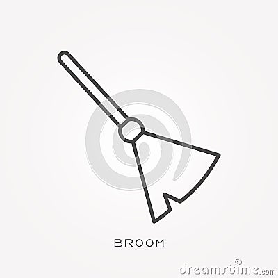 Simple vector illustration with ability to change. Line icon broom Vector Illustration