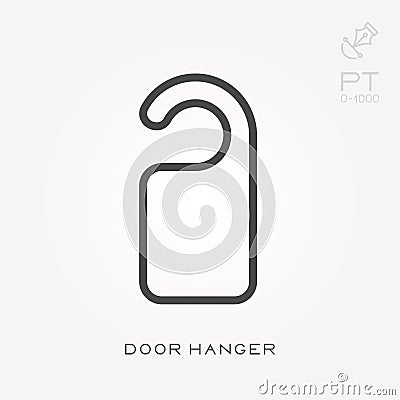 Simple vector illustration with ability to change. Line icon door hanger Vector Illustration