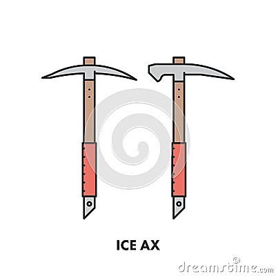 Line icon ice ax in color Stock Photo