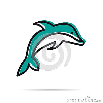 Line icon - jumping dolphin Vector Illustration