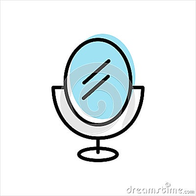 Line icon mirror with blue element Vector Illustration