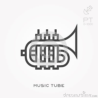 Flat vector icons with music tube Vector Illustration