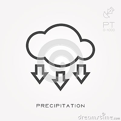 Flat vector icons with precipitation Vector Illustration