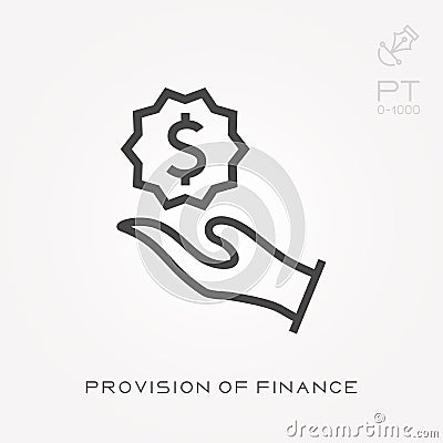 Line icon provision of finance Vector Illustration