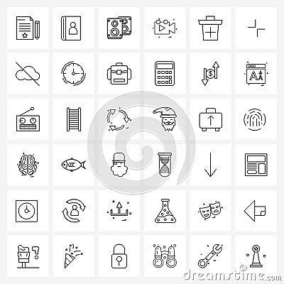 Line Icon Set of 36 Modern Symbols of arrow, remove, laud, recycle, movie Vector Illustration