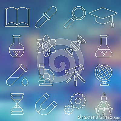 Line icon set of scientific tools Vector Illustration