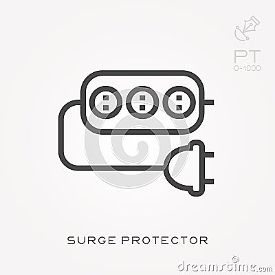 Simple vector illustration with ability to change. Line icon surge protector Vector Illustration