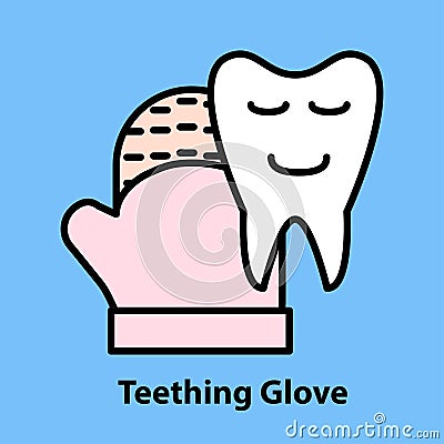 Line icon of Teething Glove Vector Illustration