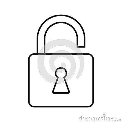 Line icon unlocked padlock Vector Illustration