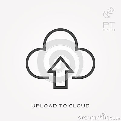 Line icon upload to cloud Vector Illustration
