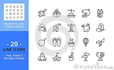 Line icons about business and finances metaphors and idioms. Pixel perfect 64x64 and editable stroke Vector Illustration