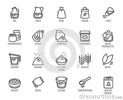 20 line icons on cookery theme. Outline logo isolated on white background. Editable Stroke. 48x48 Pixel Perfect Vector Illustration