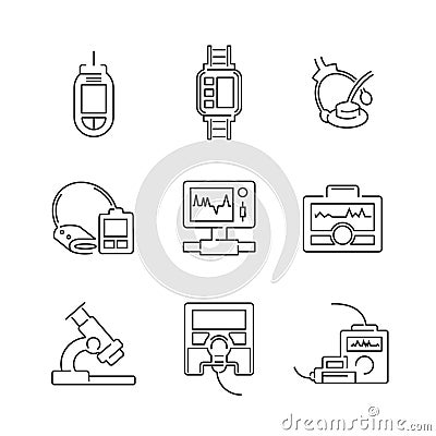 Line Icons Medical Device Icon Set Vector Illustration