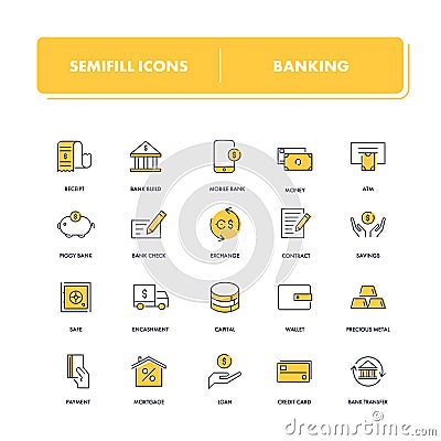 Line icons set. Banking Vector Illustration