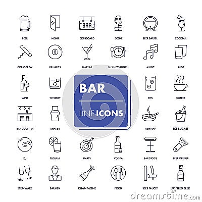 Line icons set. Bar Vector Illustration