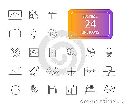 Line icons set. Business pack. Vector Illustration