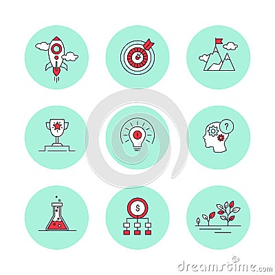 Line icons set for business, start-up, management Vector Illustration