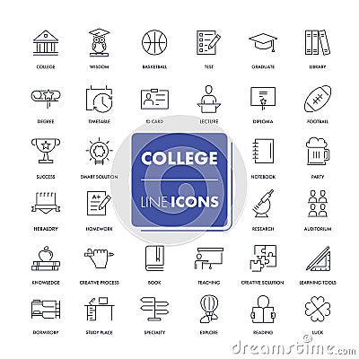 Line icons set. College Vector Illustration