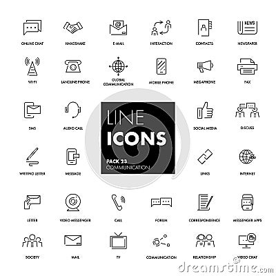 Line icons set. Communication Vector Illustration