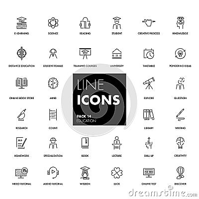 Line icons set. Education Vector Illustration