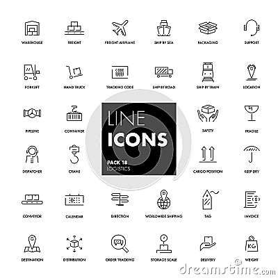 Line icons set. Logistics Vector Illustration