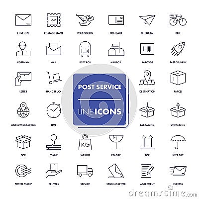 Line icons set. Post service Vector Illustration