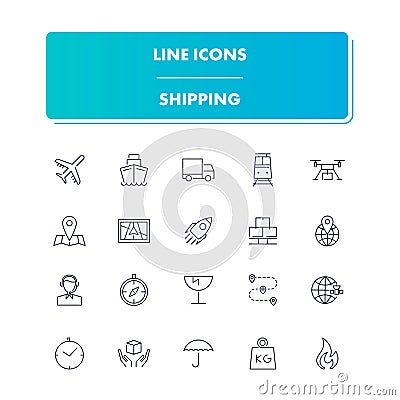 Line icons set. Shippin Vector Illustration