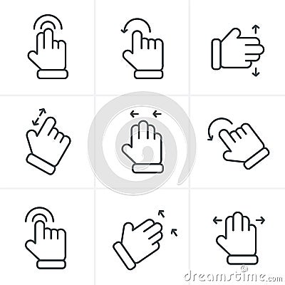 Line Icons Style Basic human gestures Vector Illustration