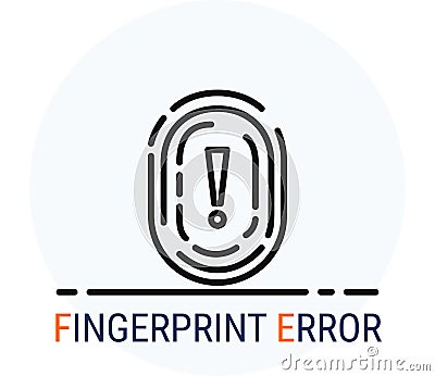 Line Icons Style. Hacker Cyber crime attack Fingerprint Error for web design Vector Illustration