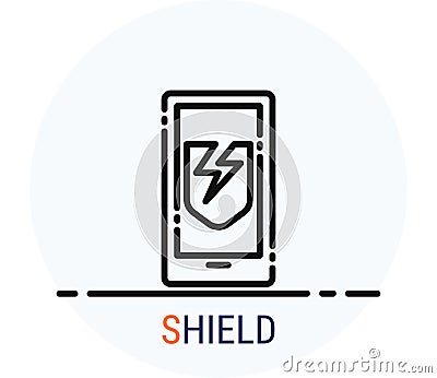 Line Icons Style. Hacker Cyber crime attack Shield for web design Vector Illustration