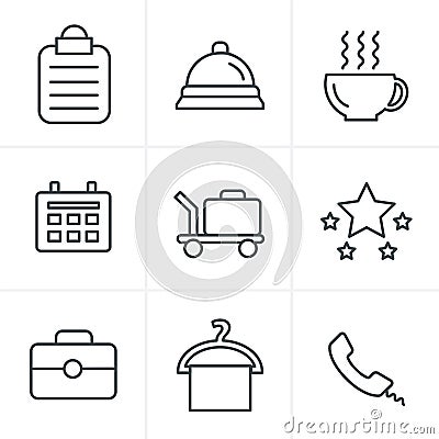 Line Icons Style Hotel and Hotel Services Icons Stock Photo
