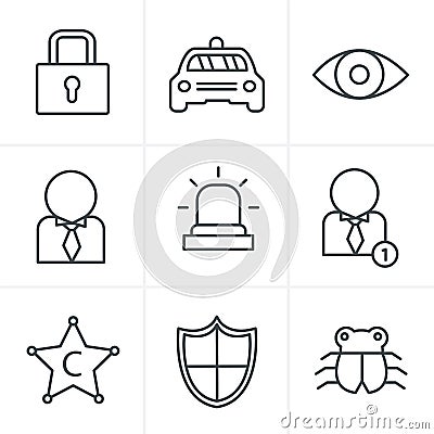 Line Icons Style Security icon set Vector Illustration