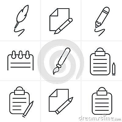 Line Icons Style Writing icons Vector Illustration