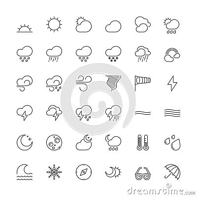 Line icons. The weather Vector Illustration