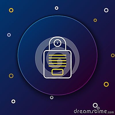 Line Intercom icon isolated on blue background. Colorful outline concept. Vector Vector Illustration