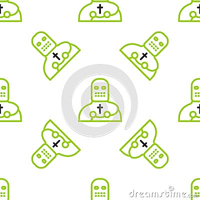 Line Knight crusader icon isolated seamless pattern on white background. Vector Vector Illustration