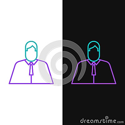 Line Lawyer, attorney, jurist icon isolated on white and black background. Jurisprudence, law or court icon. Colorful Vector Illustration