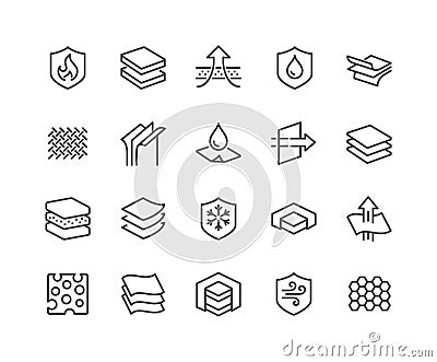 Line Layered Material Icons Vector Illustration