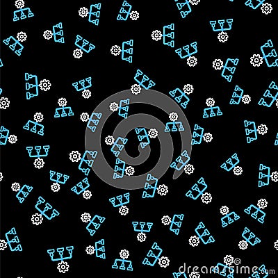 Line Lead management icon isolated seamless pattern on black background. Vector Vector Illustration