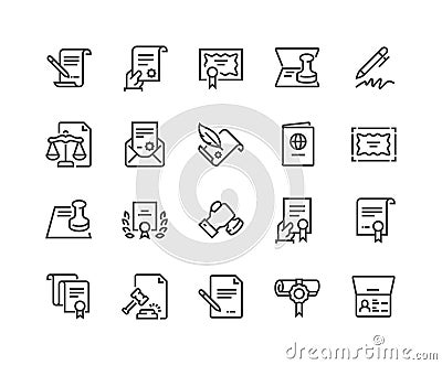 Line Legal Documents Icons Vector Illustration