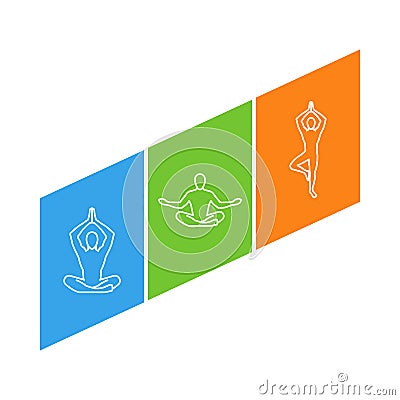 Line logo for yoga. Outline figure yogi Stock Photo