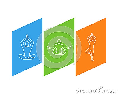 Line logo for yoga. Outline figure yogi Stock Photo