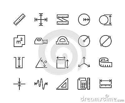 Line Measure Icons Vector Illustration