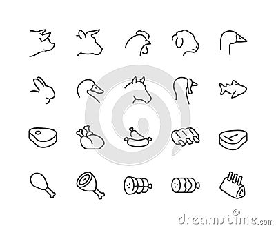 Line Meat Icons Vector Illustration