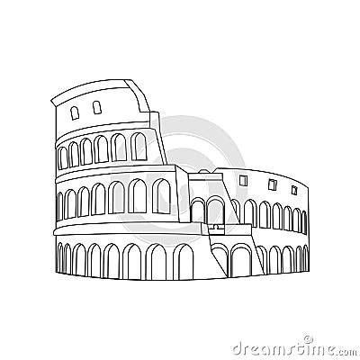 Line medieval coliseum rome architecture design Vector Illustration