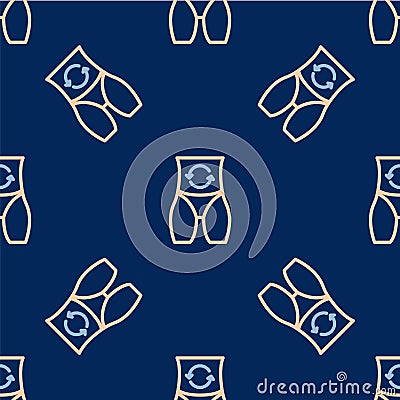 Line Metabolism of human organism icon isolated on isolated seamless pattern on blue background. Digestion, metabolic Vector Illustration