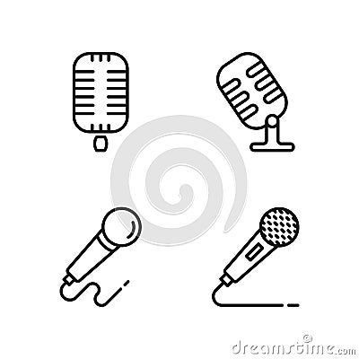 Line microphone icons set on white background Stock Photo