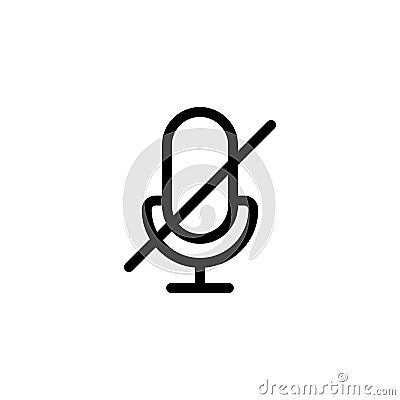 line microphone, mic mute icon on white background Stock Photo