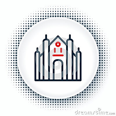 Line Milan Cathedral or Duomo di Milano icon isolated on white background. Famous landmark of Milan, Italy. Colorful Vector Illustration